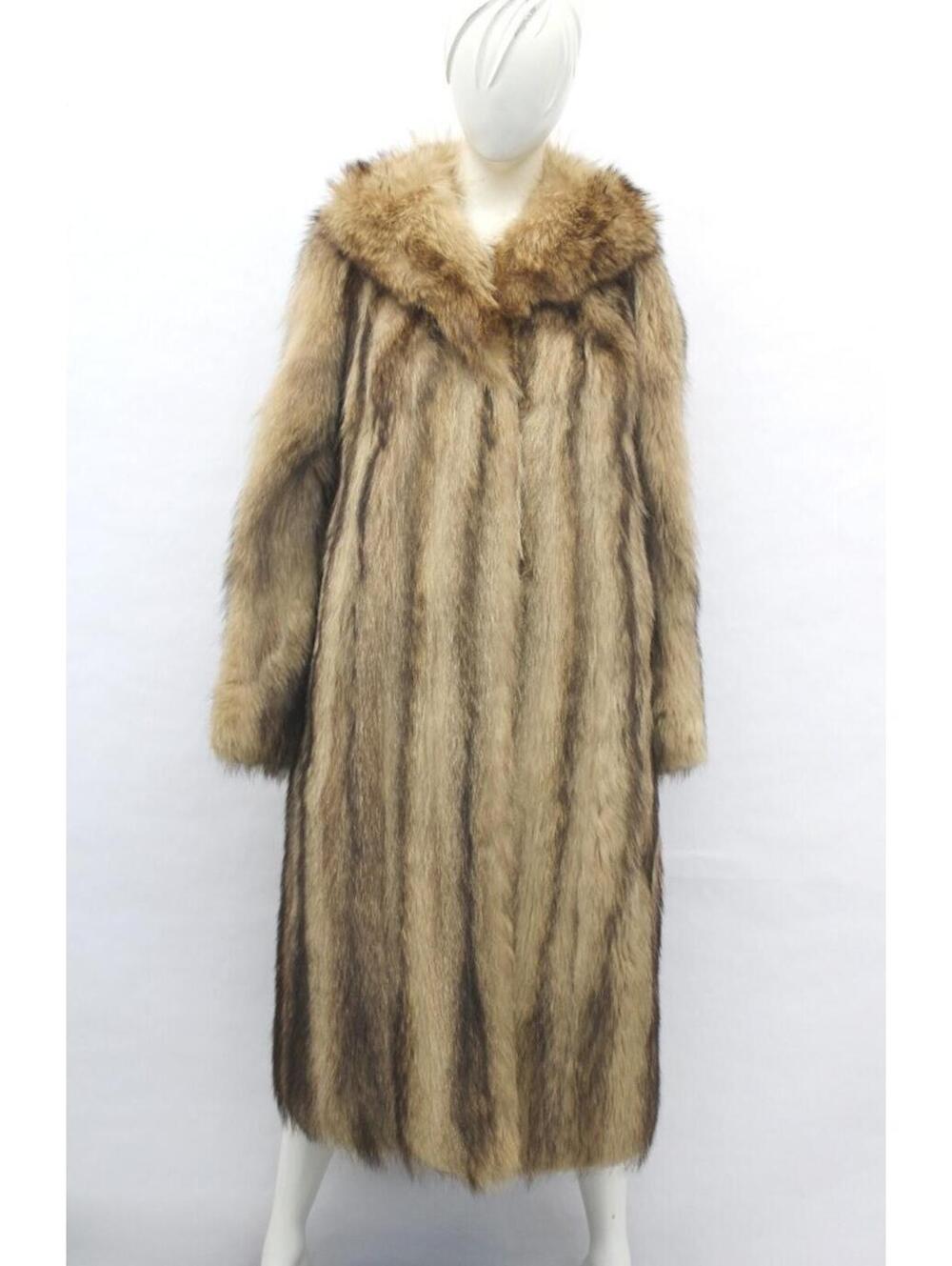 MINT BLEACHED RACCOON FUR COAT JACKET WOMEN WOMAN SIZE 4 SMALL